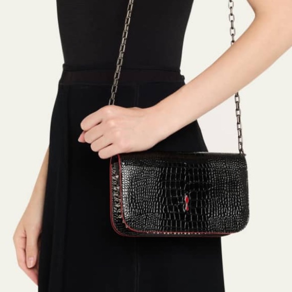 Paloma Small Croc-Embossed Leather Clutch